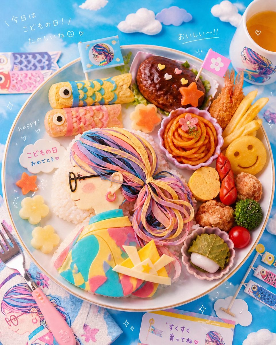 AI Kids Lunch Food Art Template · konmari
