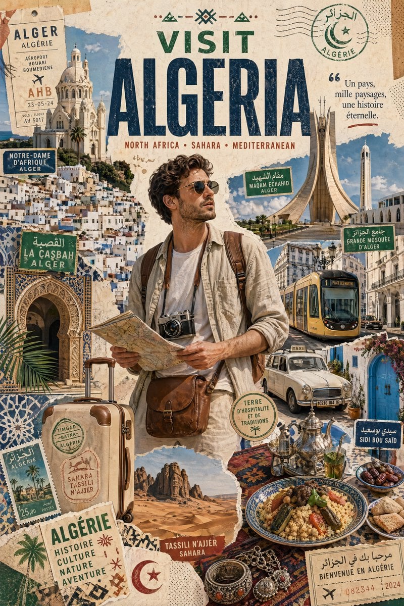 Algeria Travel Poster Graphic Collage · Ayyoub Ai