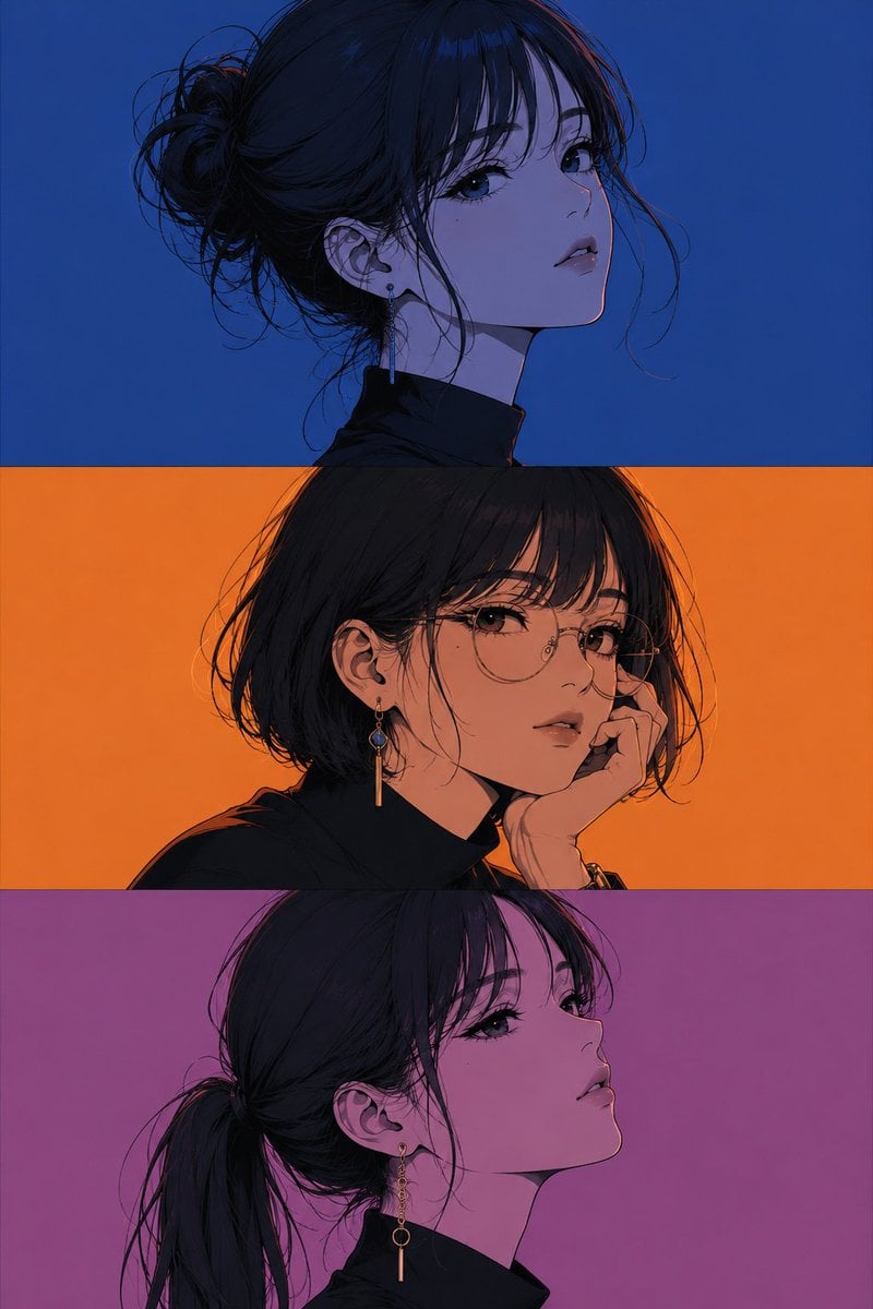 Anime Triptych Portrait Template · Eesha