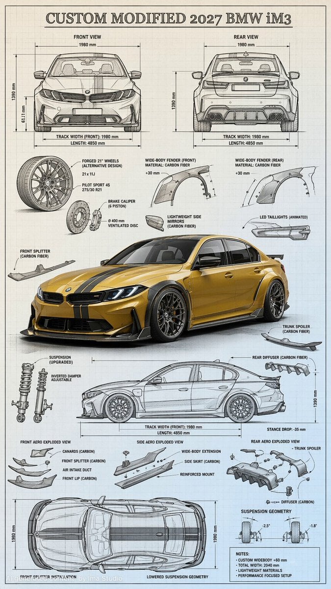 BMW iM3 Custom Car Blueprint Render · Shami