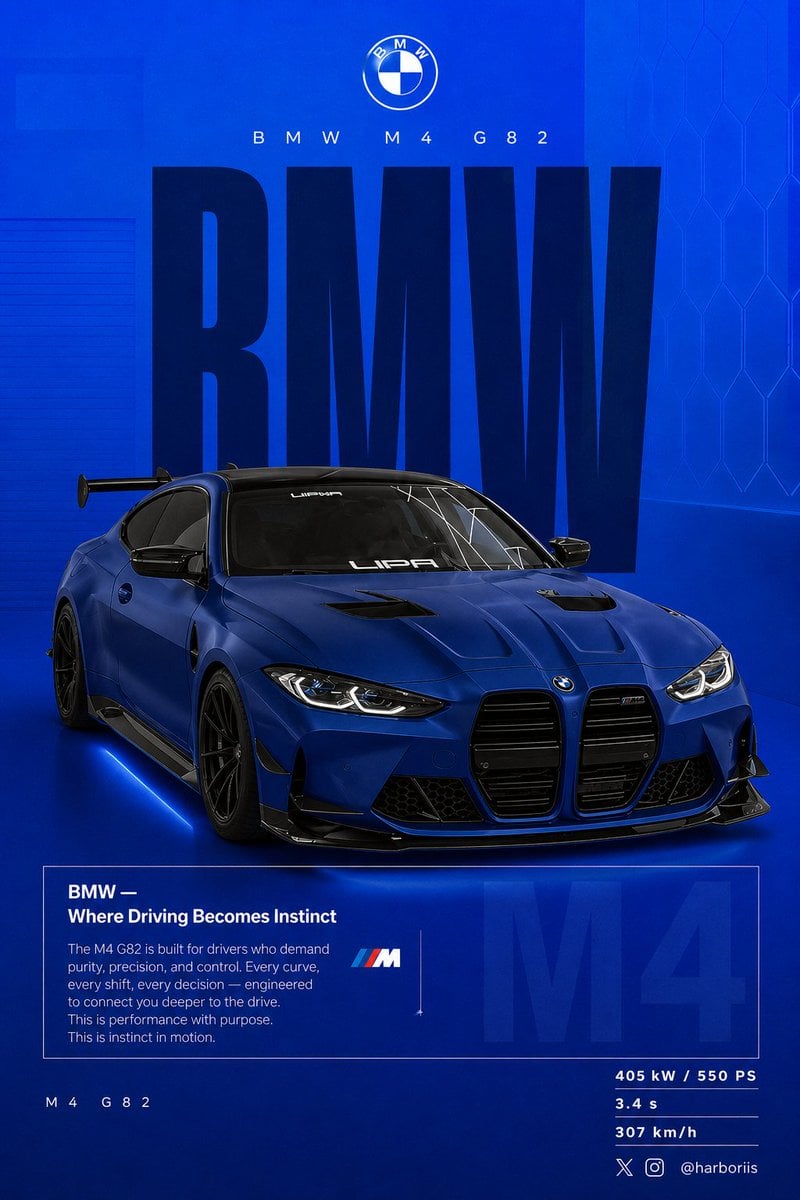 BMW M4 G82 Social Poster Template · Harboris