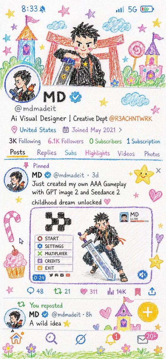 Childlike Crayon Drawing AI Prompt · MD