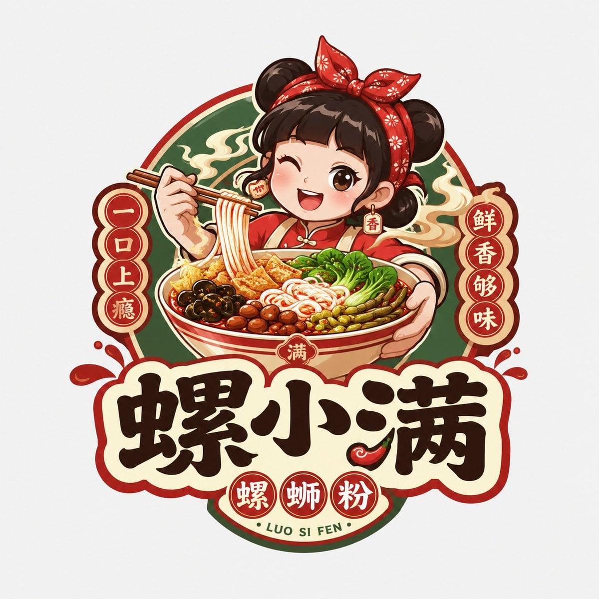 Chinese Food Mascot Badge Logo Design · Larus Canus