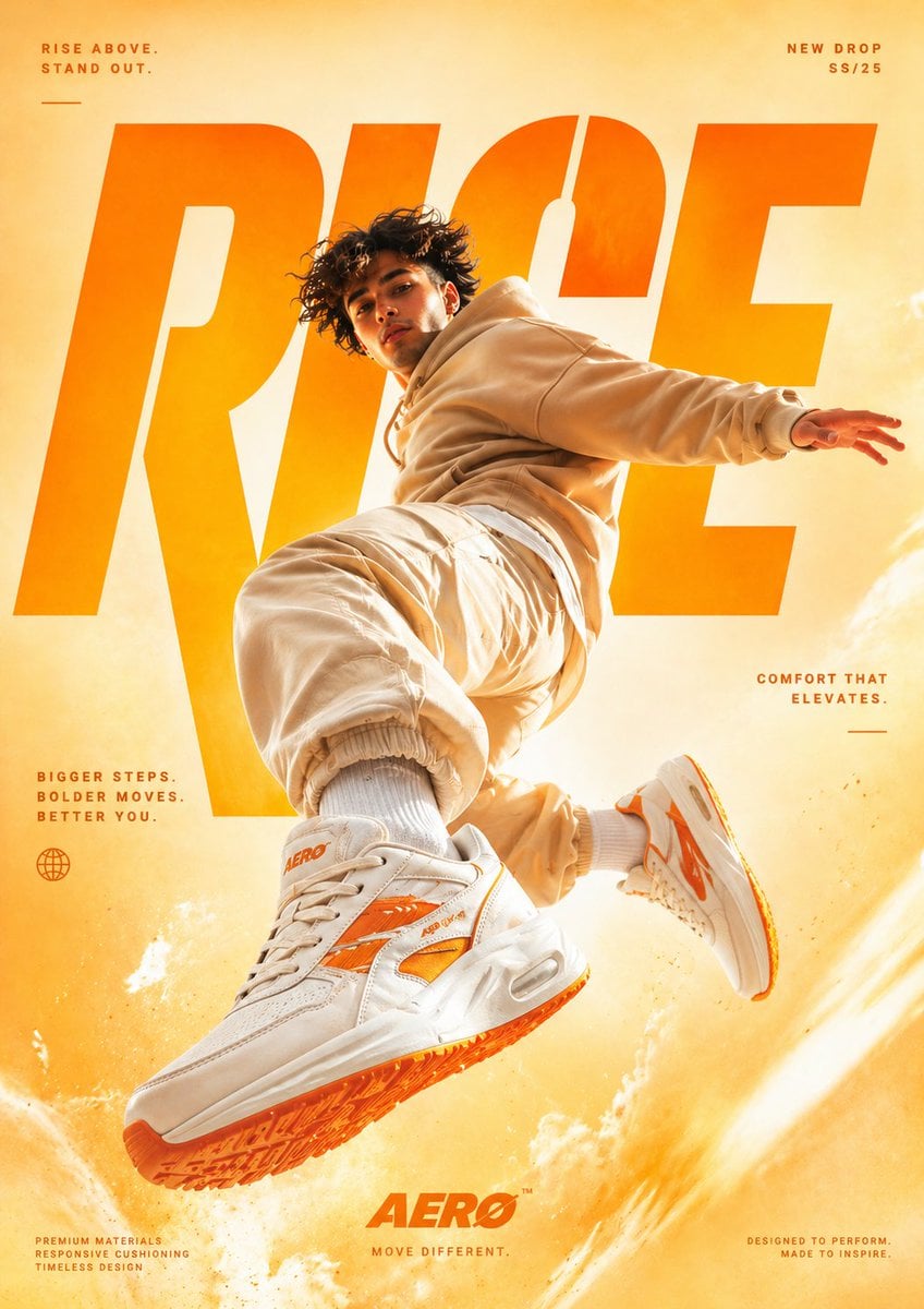 Cinematic Sneaker Ad Poster Template · Ozair AI