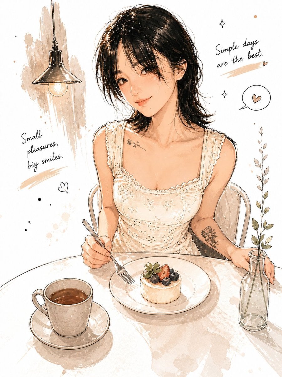Cozy Cafe Watercolor Illustration Prompt · Maercih