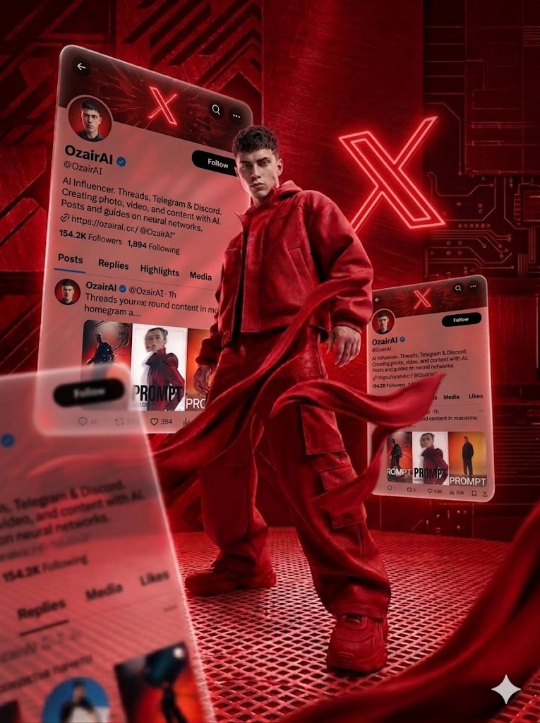Crimson AI Techwear Model Prompt Template · Ozair AI