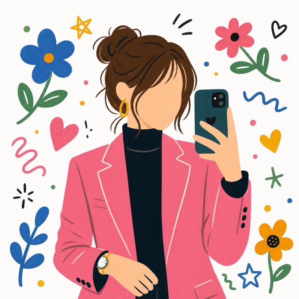 Cute Girl Selfie Flat Illustration · Sairah