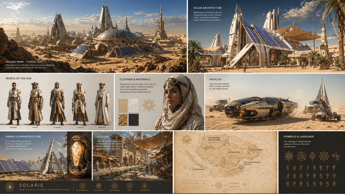 Futuristic Solar Desert Worldbuilding AI Art · Aleena Amir