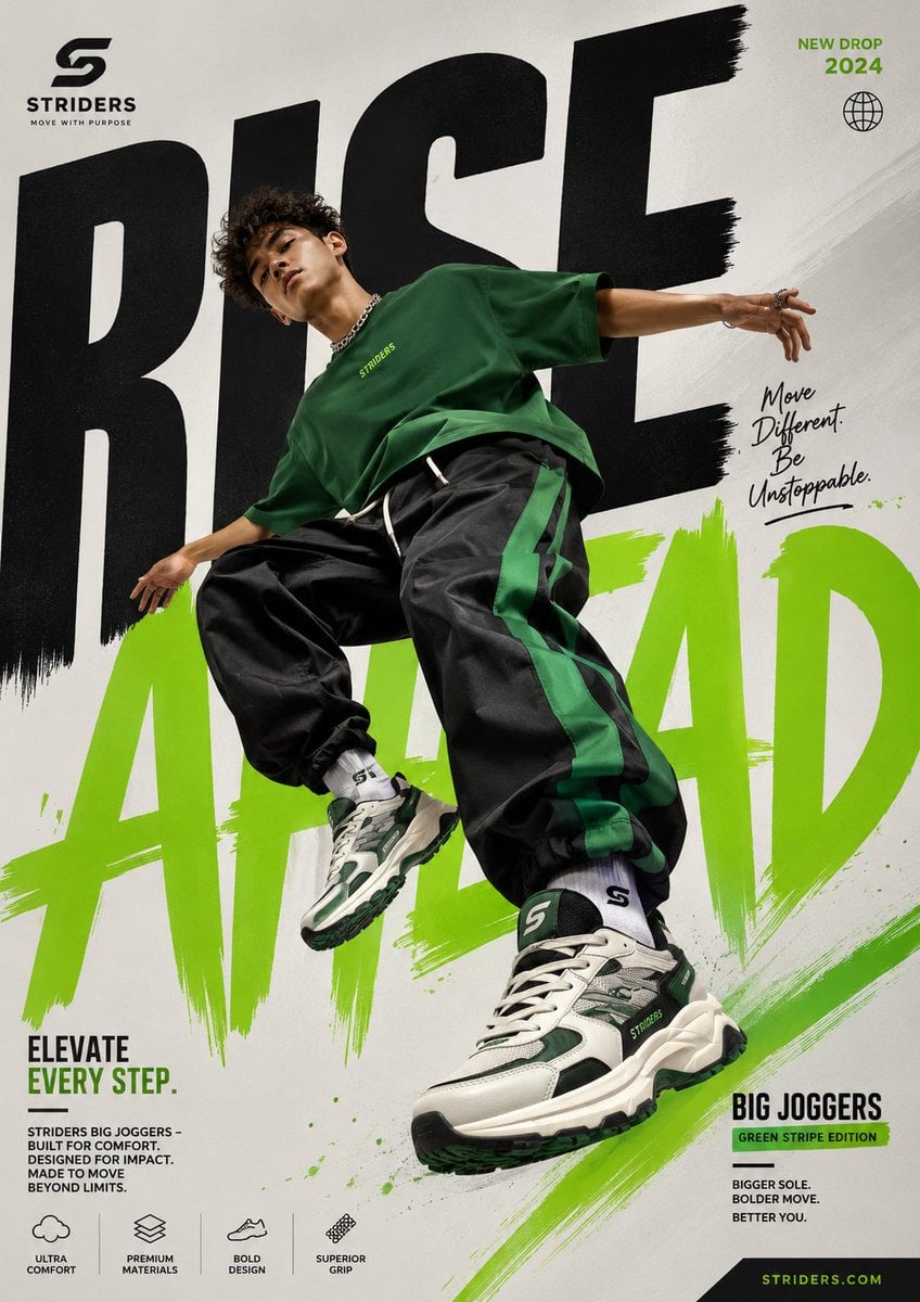 Graphic Shoe Ad Poster Template · Ozair AI
