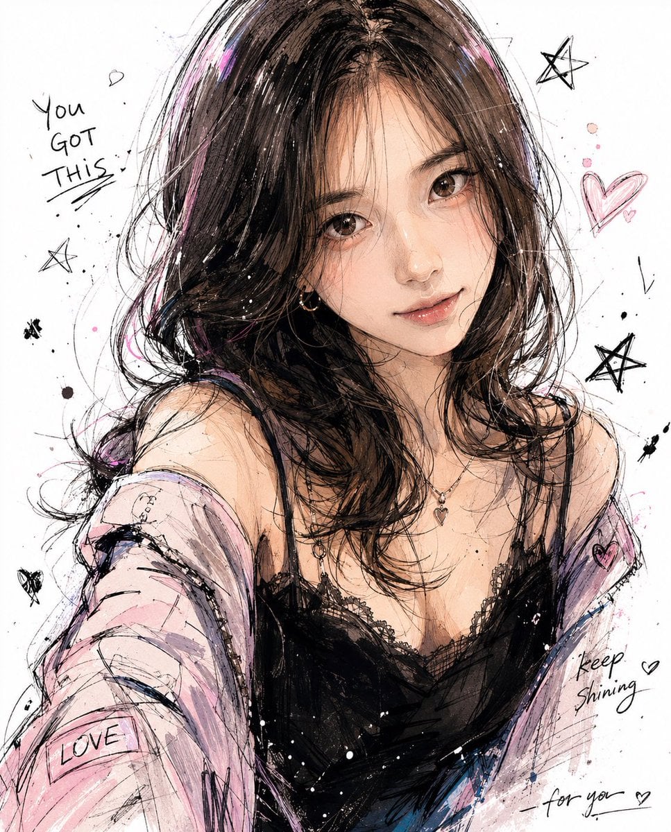 Korean Style Character Sketch Prompt · serein