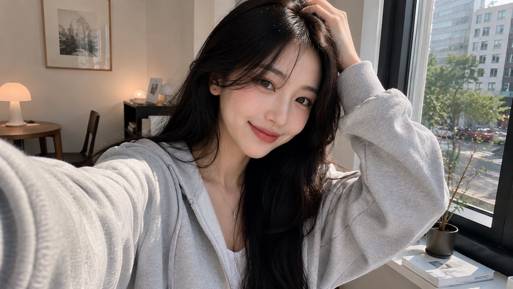 Korean Woman Selfie Prompt Template · Snow