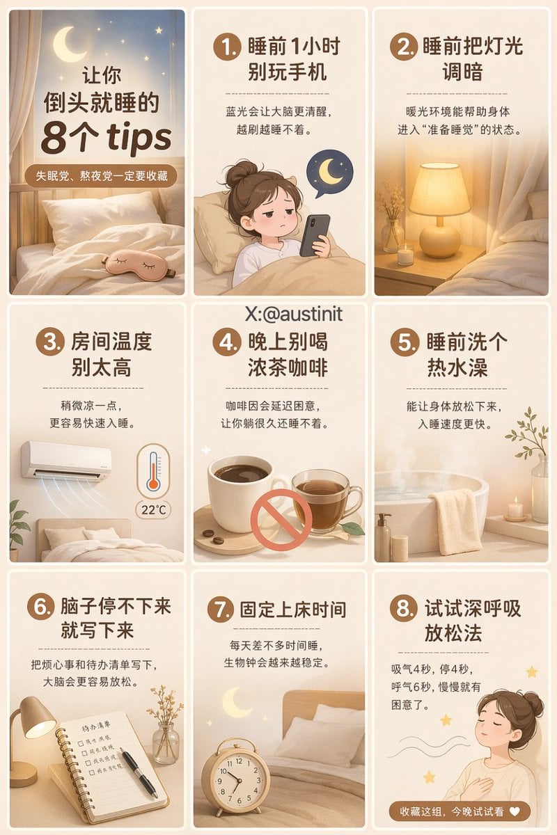 Little Red Book Sleep Tips Grid Poster · Austin