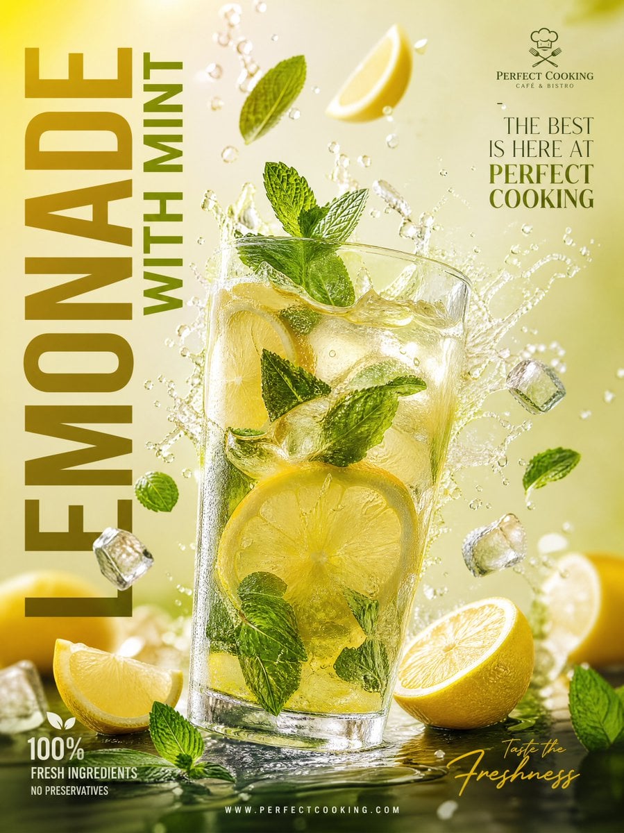 Luxury Lemonade Advertisement Poster Template · Shami