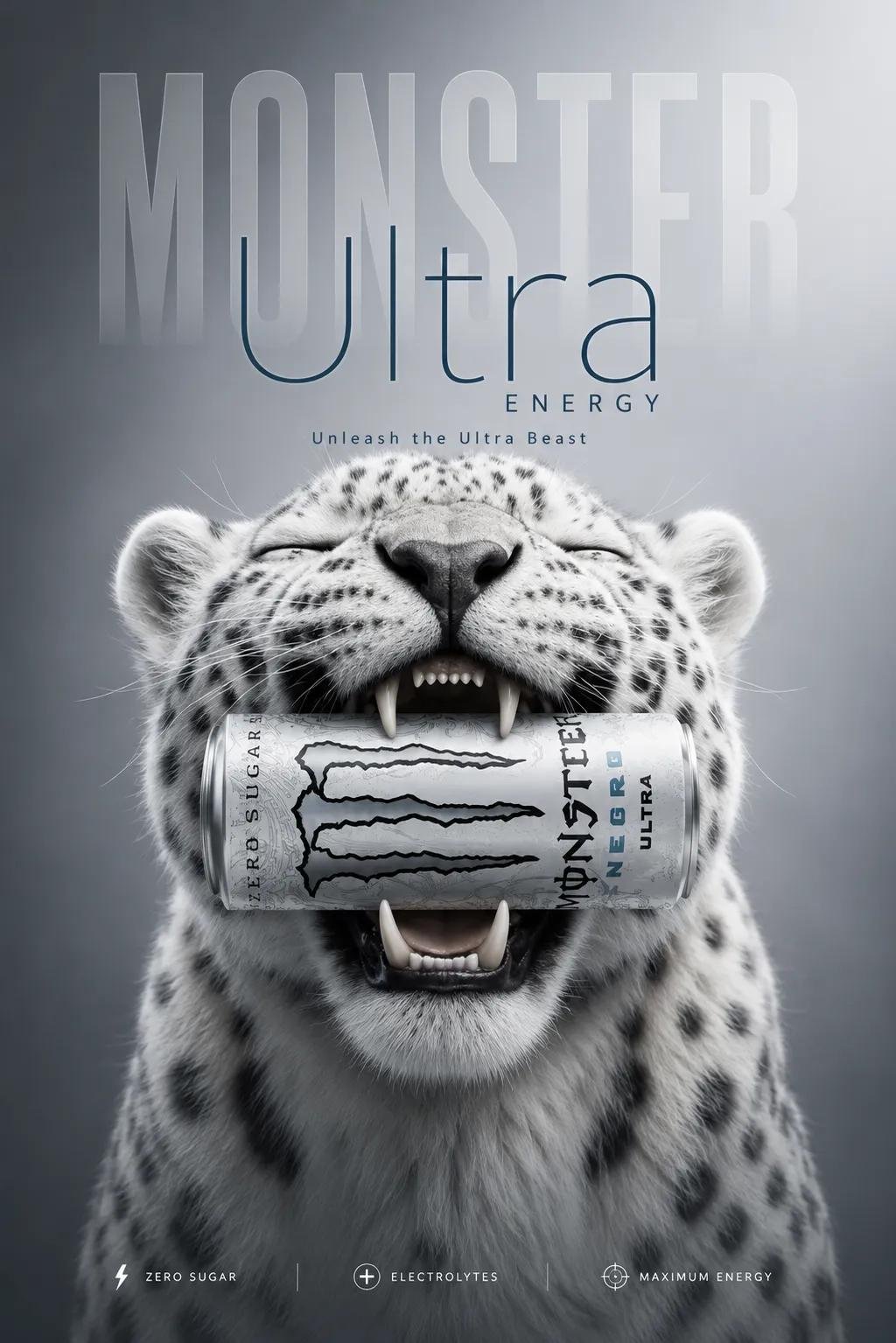 Luxury Snow Leopard Monster Energy Poster · Saul Goodman