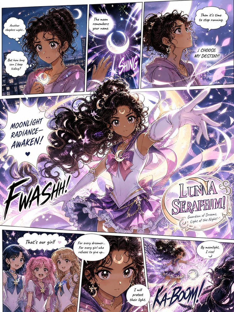 Magical Girl Manga Illustration Template · Shami