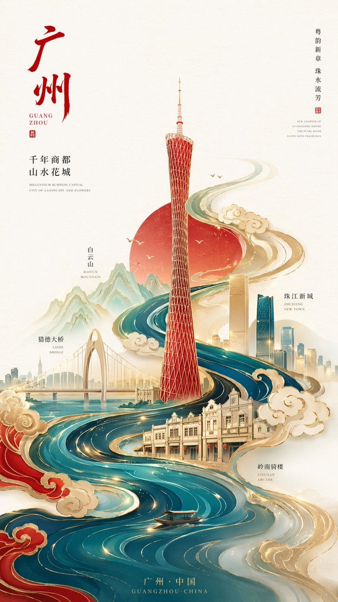 Minimalist Guangzhou City Brand Poster · 李岳
