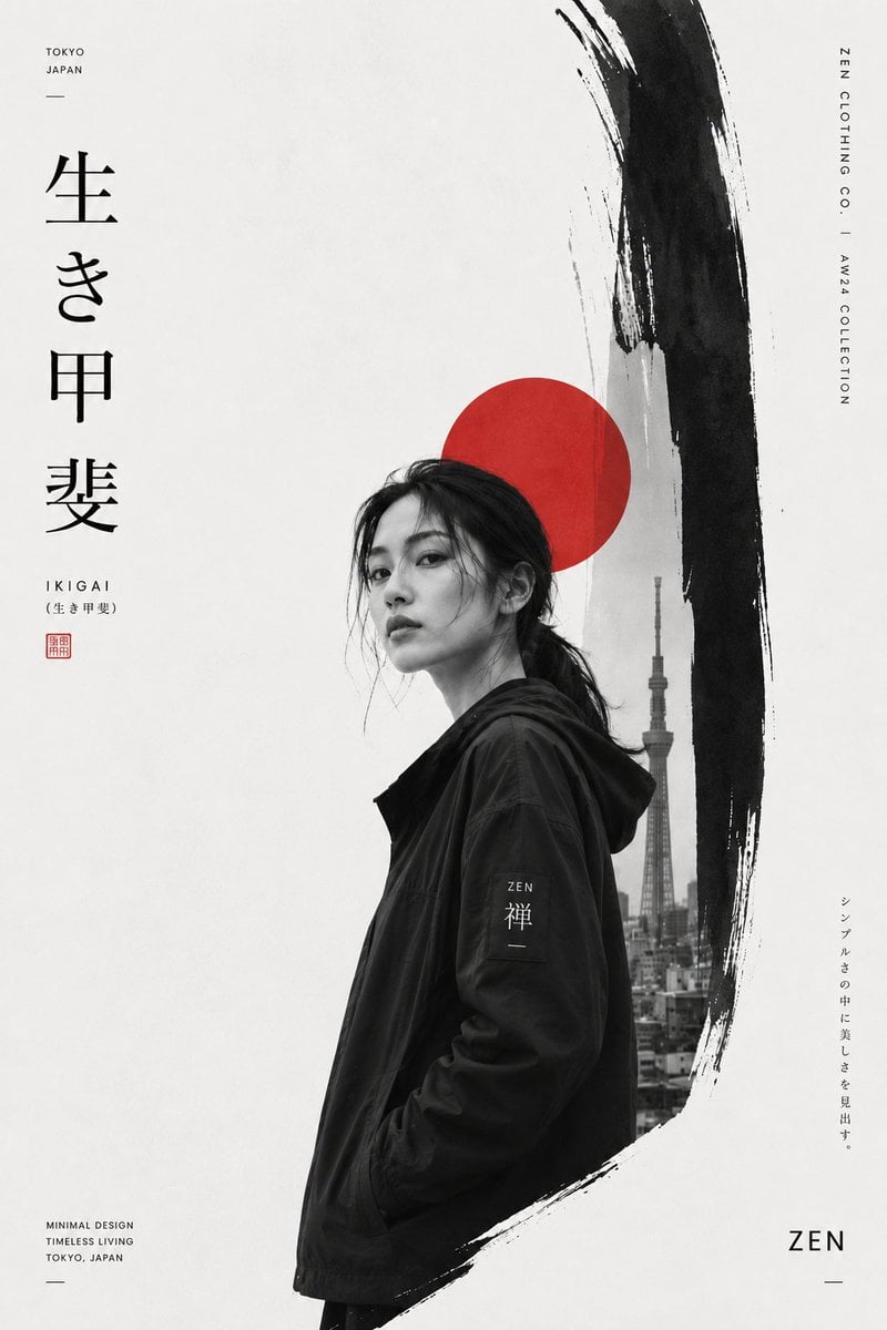 Minimalist Japanese Fashion Poster Template · 𝗦𝗮𝗻𝗶𝗮