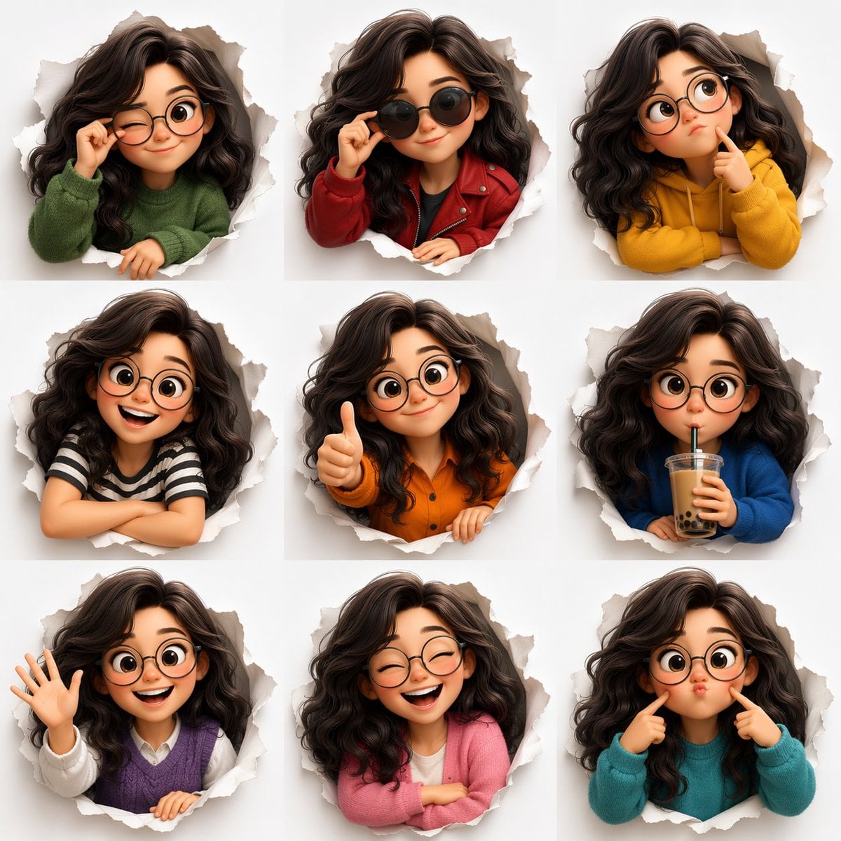 Pixar Avatar Expression Sheet Template · Austin