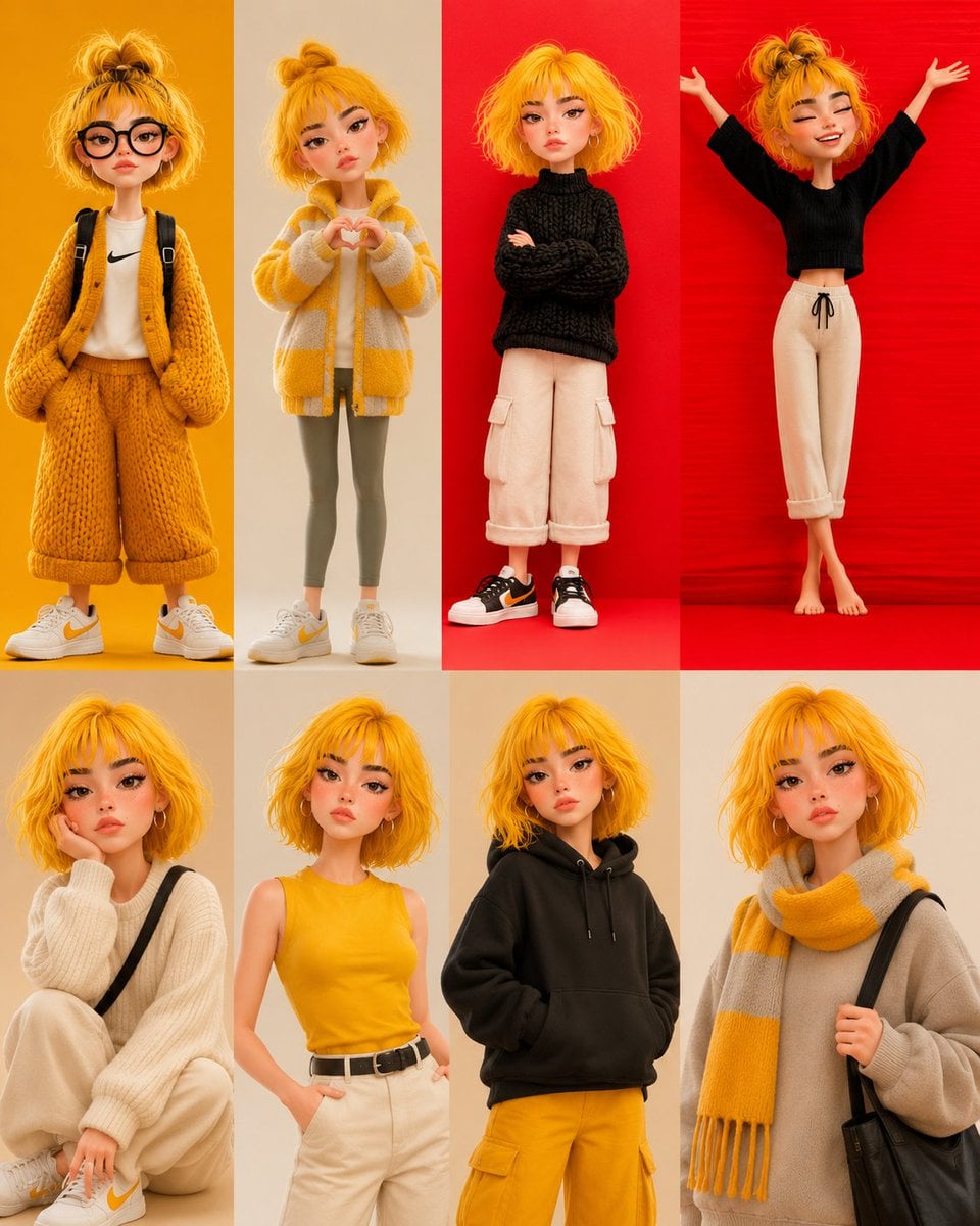 Pixar Style Girl Fashion Collage · Noor 🌸
