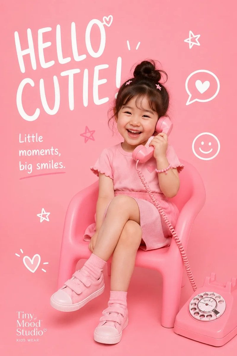 Playful Kids Fashion Editorial Poster Template · K