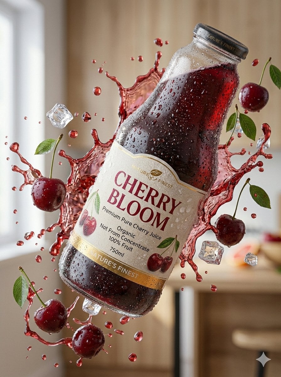 Realistic Cherry Juice Product Shot · Zyrella