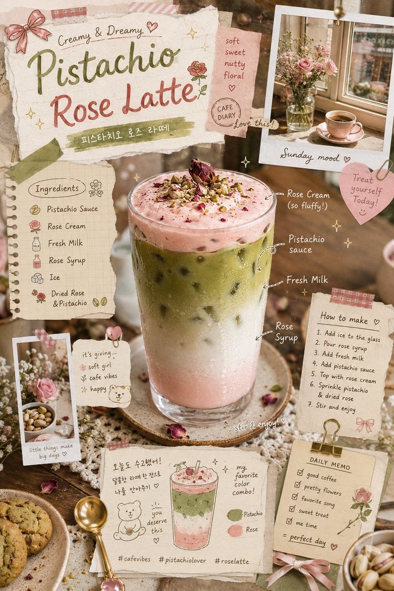 Rose Pistachio Latte Aesthetic Photography · Jack