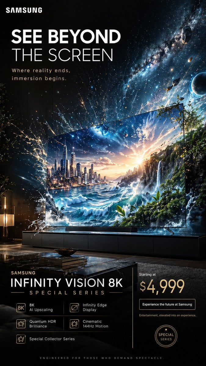 Samsung Infinity Vision 8K Ad Poster · Ertan Dönmez | Ai Master