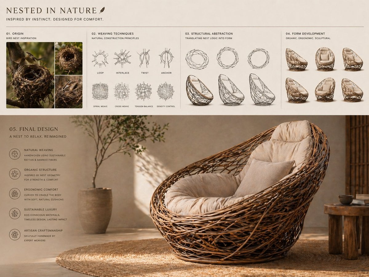 Sculptural Lounge Chair Nest Design · Aleena Amir