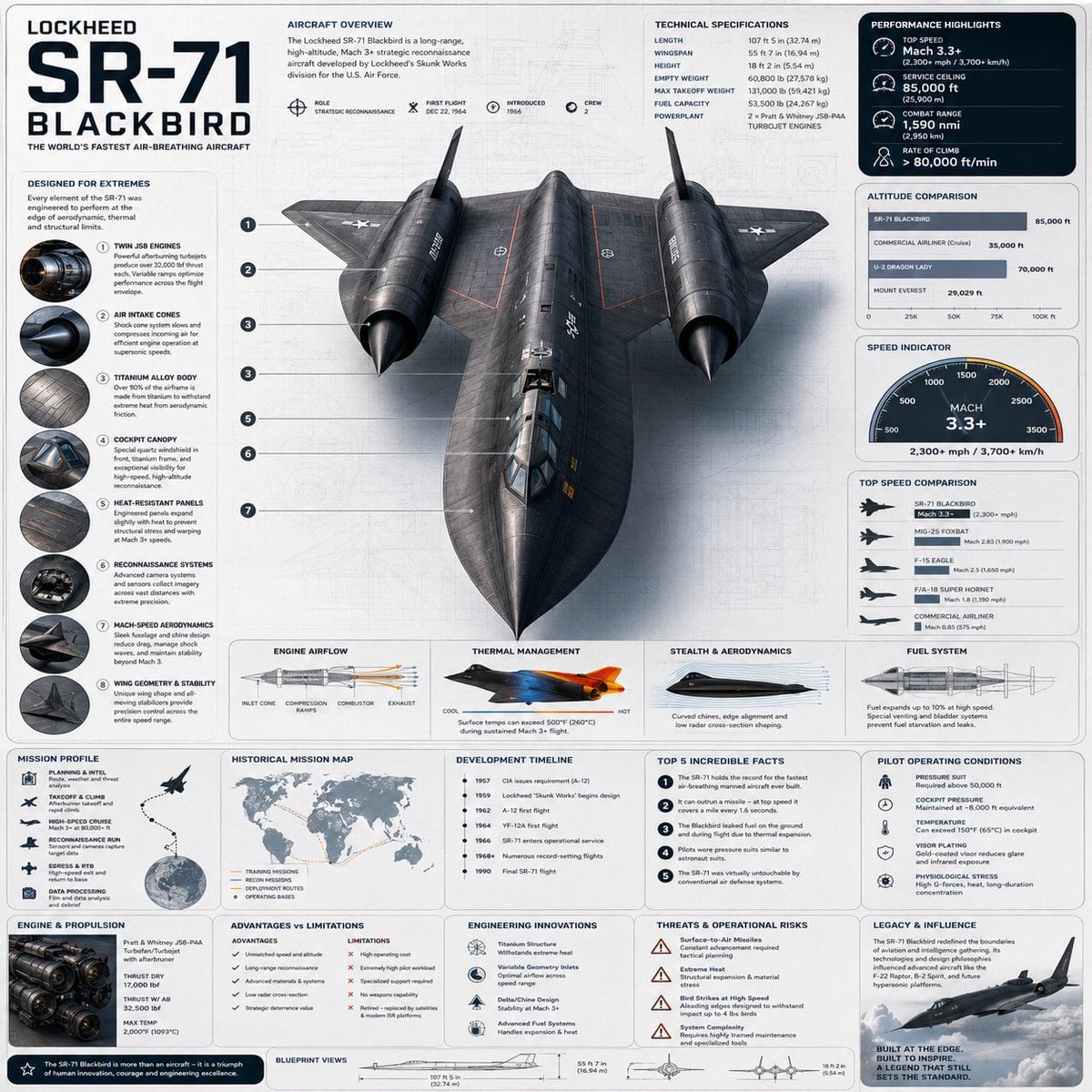 SR-71 Blackbird Aviation Infographic Template · Jack