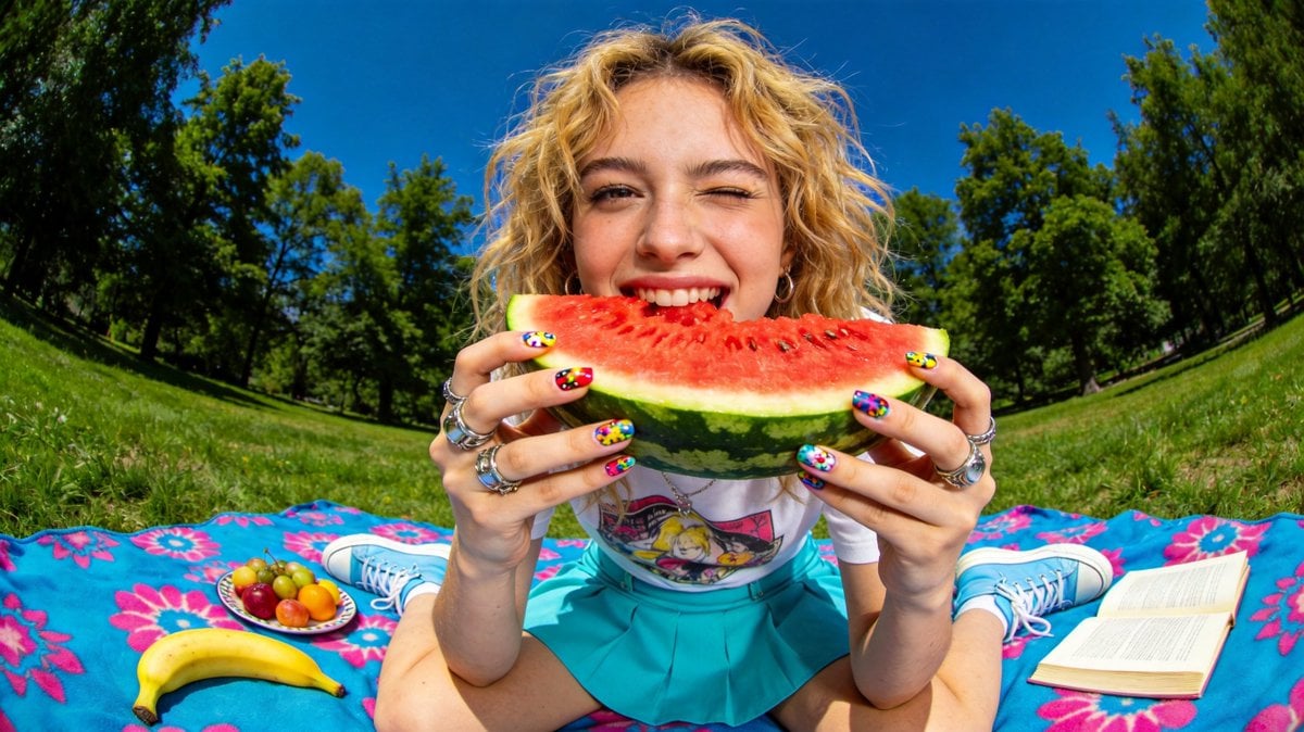 Summer Picnic Woman Fisheye Photo · yusra.