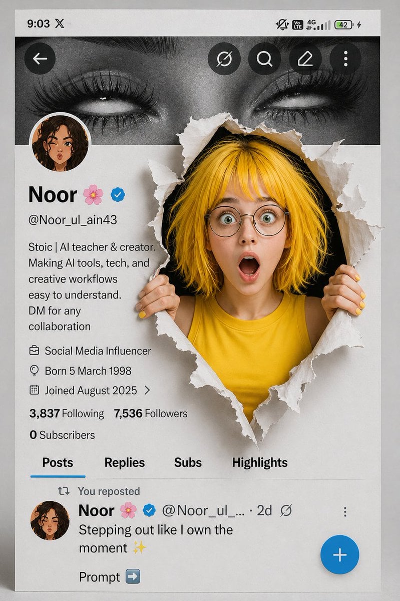 Surprised Woman Social Media Breakout AI Art · Noor 🌸