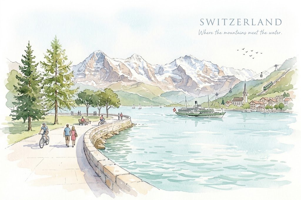 Switzerland Watercolor Travel Poster · NoorAI