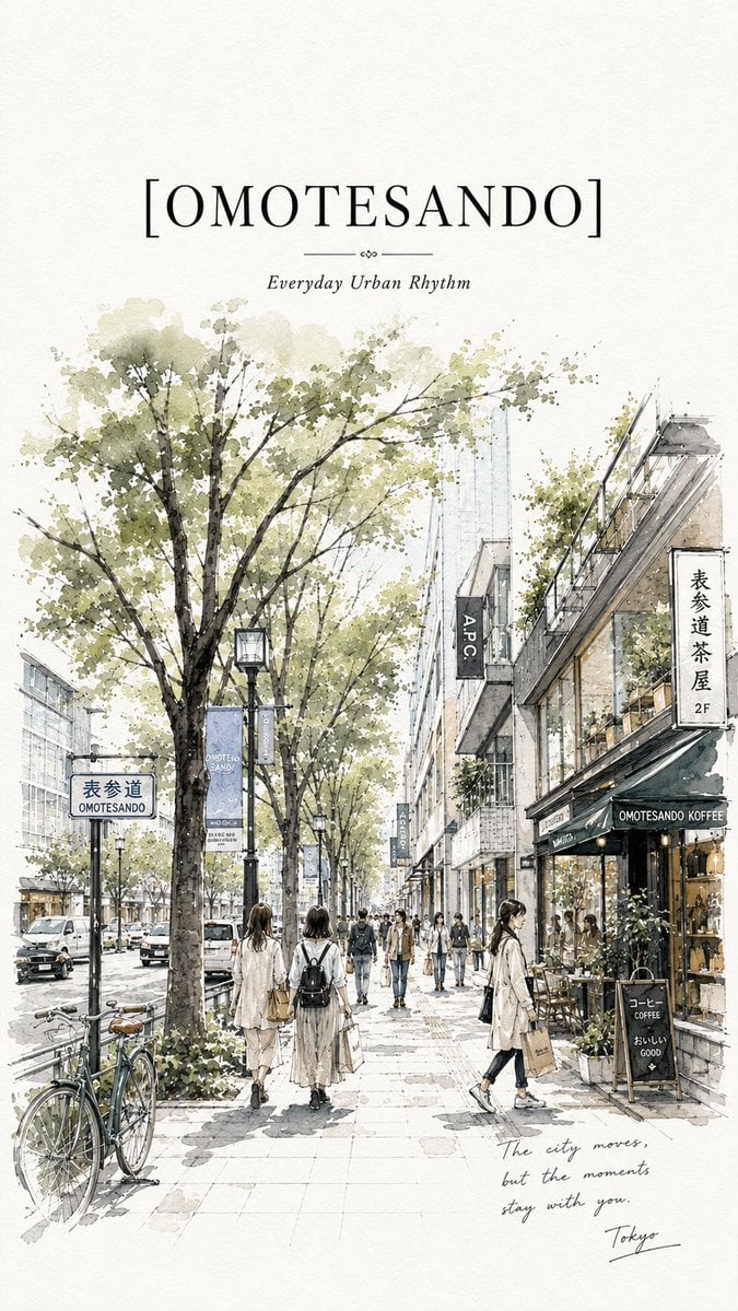 Tokyo Omotesando Sketch Poster · しらき@パワポ図解