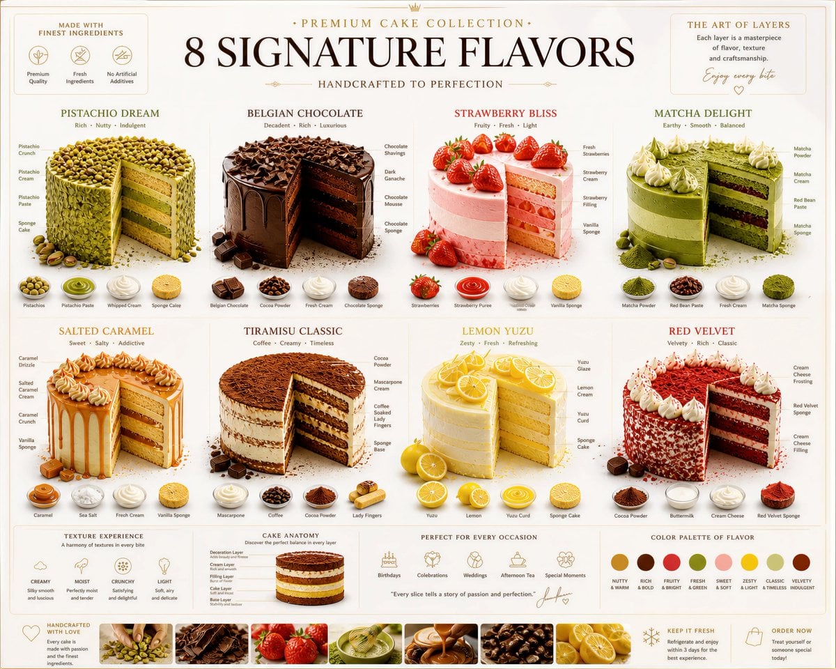 Traditional Cake Infographic Poster Template · Marcio Lima 利真 マルシオ 💎