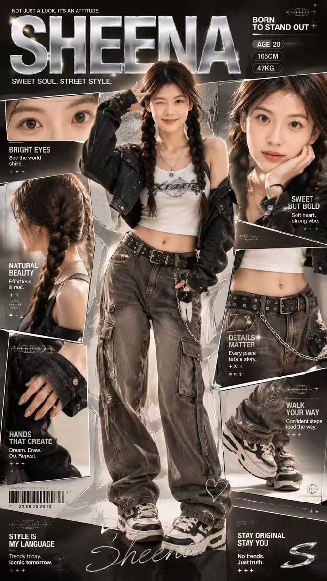 Trendy Girl Y2K Fashion Poster · Shinning