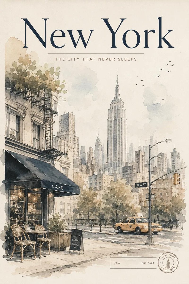 Vintage Watercolor Travel Poster Template · Taaruk