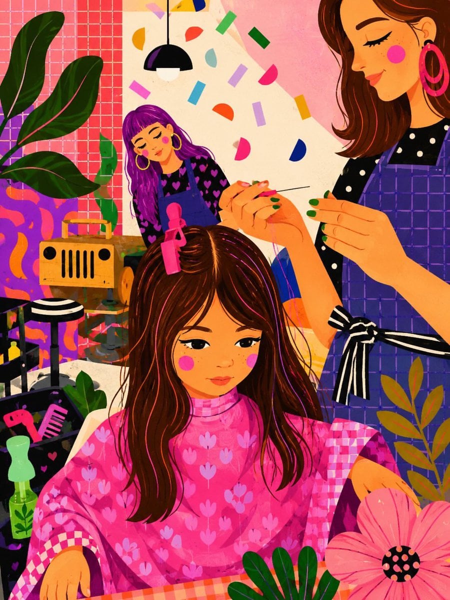 Whimsical Hair Salon Digital Illustration · Sairah